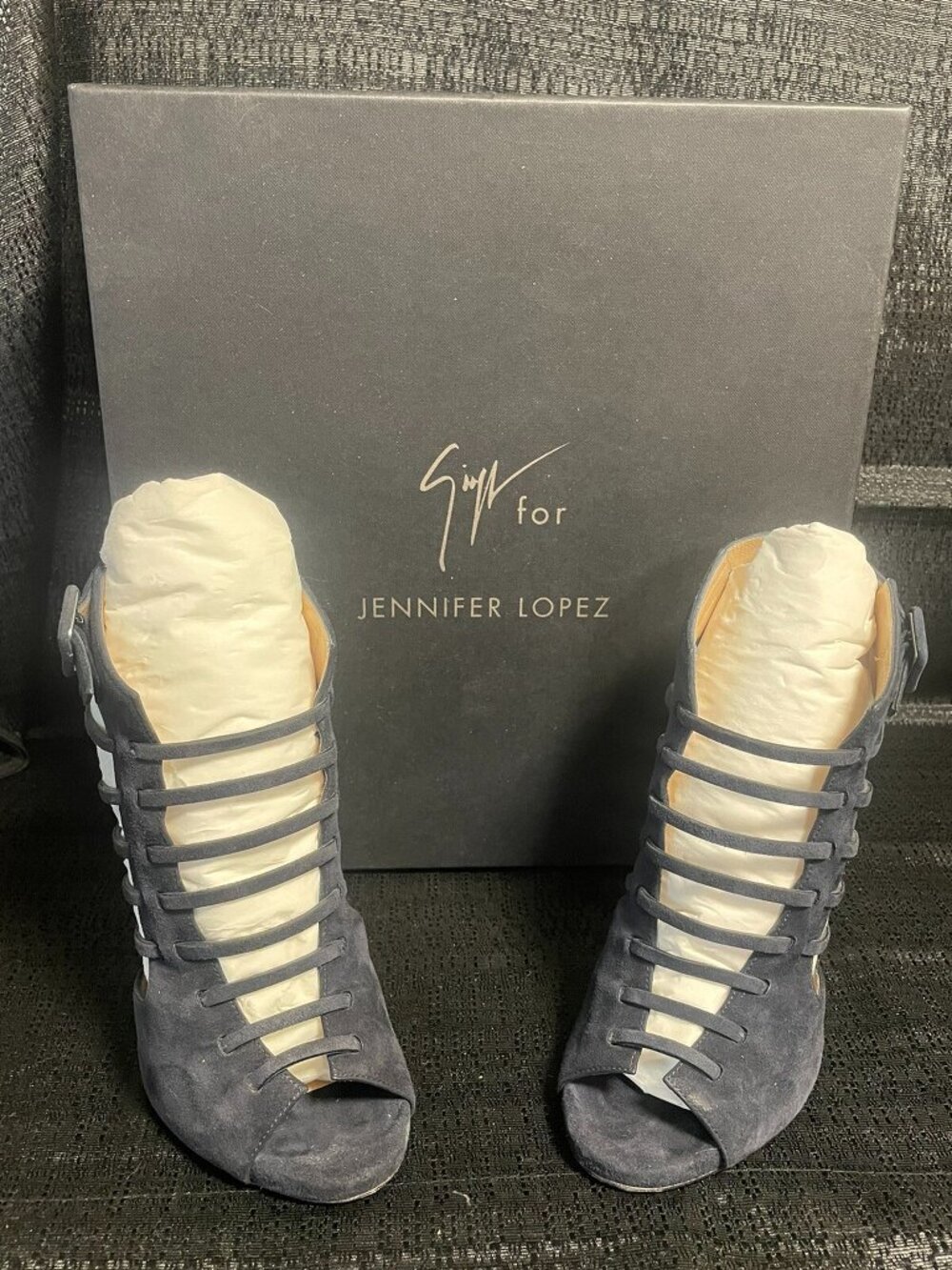 Giuseppe Zanotti For Jennifer Lopez Blue Caged High Heels Sandals